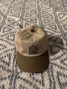 Roark Two-Tone Sun Logo Cap in Beige and Olive